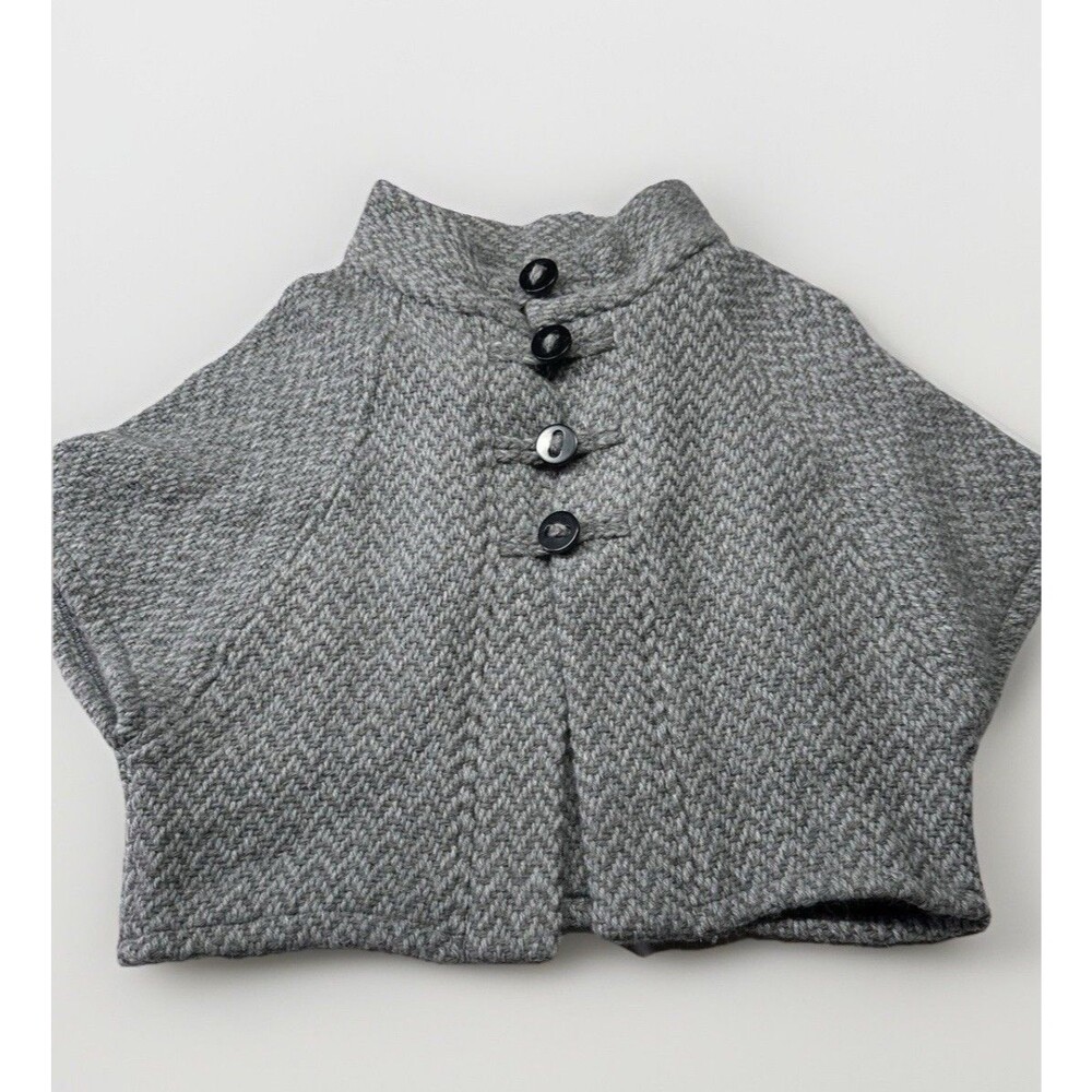 John Branigan Weavers Gray Wool Blend Cape Poncho Made in Ireland Medium